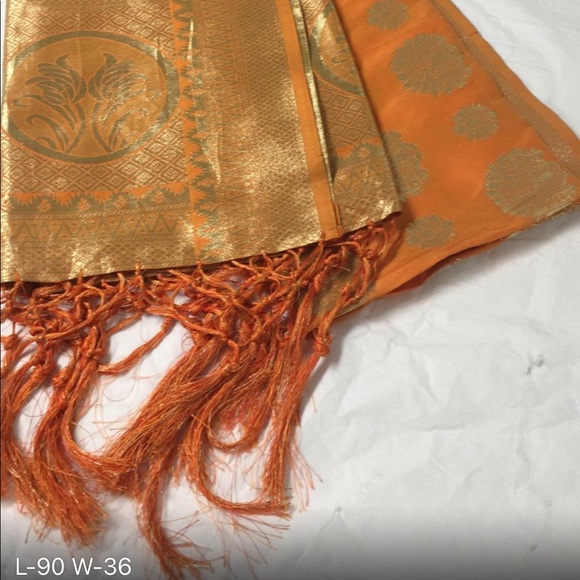 NWOT Indian Dupatta scarf  banarasi tassels full - Picture 15 of 16